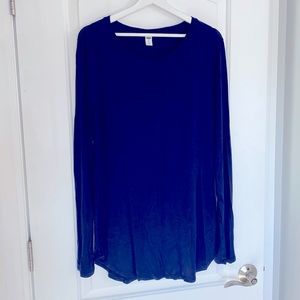 Old Navy Luxe XL Tall Long-sleeve T-shirt Navy, curved hem, GUC